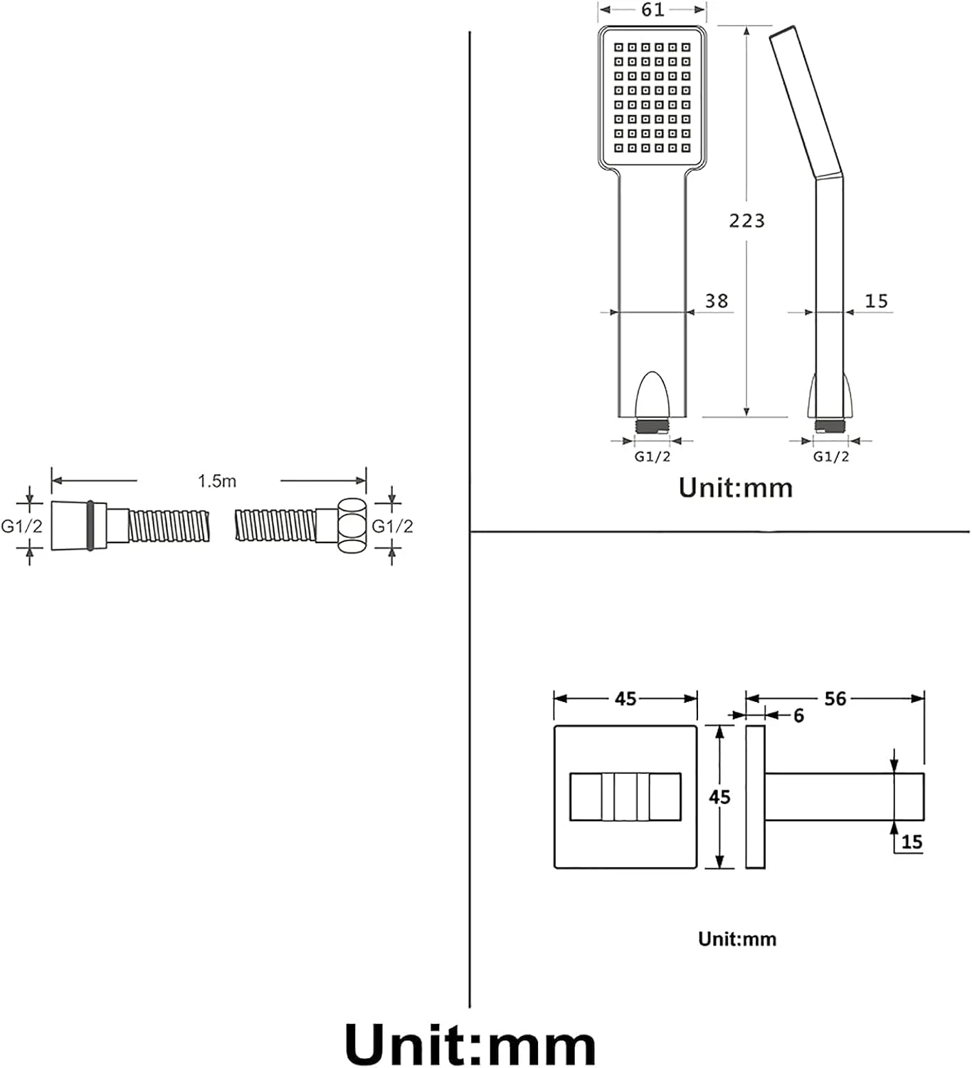 مجموعه سر دوش دستی حمام، توالت، اتاق دوش، سر دوش دستی ABS، سر دوش بارانی، سر دوش ماساژ اسپا، سر دوش دستی مربعی با شلنگ دوش، نگهدارنده دوش، طلایی تیتانیوم B مجموعه سر دوش دستی حمام، توالت، اتاق دوش، سر دوش دستی ABS، سر دوش بارانی، سر دوش ماساژ اسپا، سر دوش دستی مربعی با شلنگ دوش، نگهدارنده دوش، طلایی تیتانیوم B