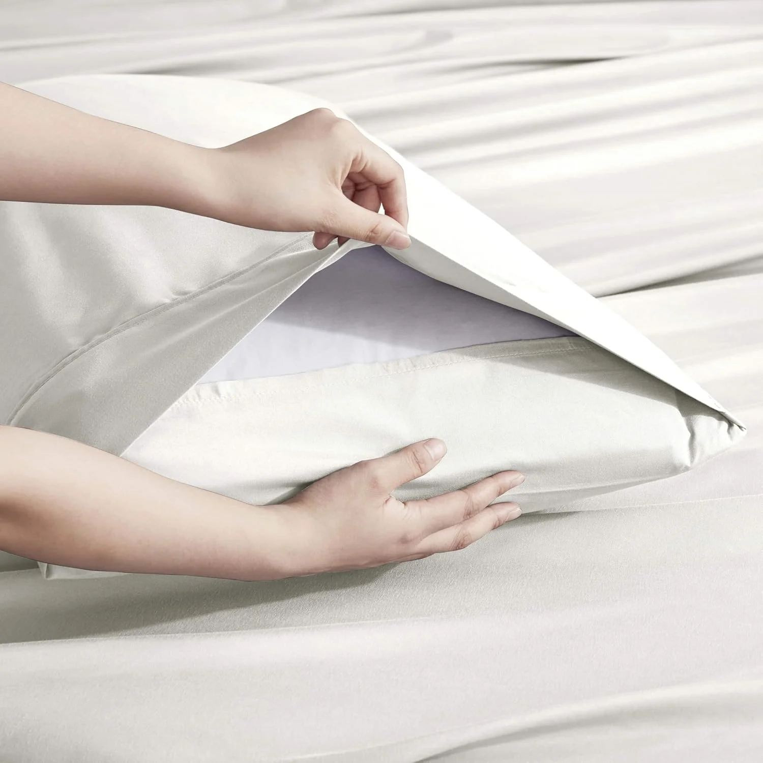 ست ملحفه کوئین نستل با جیب های خیلی عمیق - 6 تکه ملحفه کوئین میکروفایبر نرم با جیب عمیق - ملحفه و روبالشتی مقاوم در برابر رنگ رفتگی - کوئین، سفید مایل به کرم ست ملحفه کوئین نستل با جیب های خیلی عمیق - 6 تکه ملحفه کوئین میکروفایبر نرم با جیب عمیق - ملحفه و روبالشتی مقاوم در برابر رنگ رفتگی - کوئین، سفید مایل به کرم