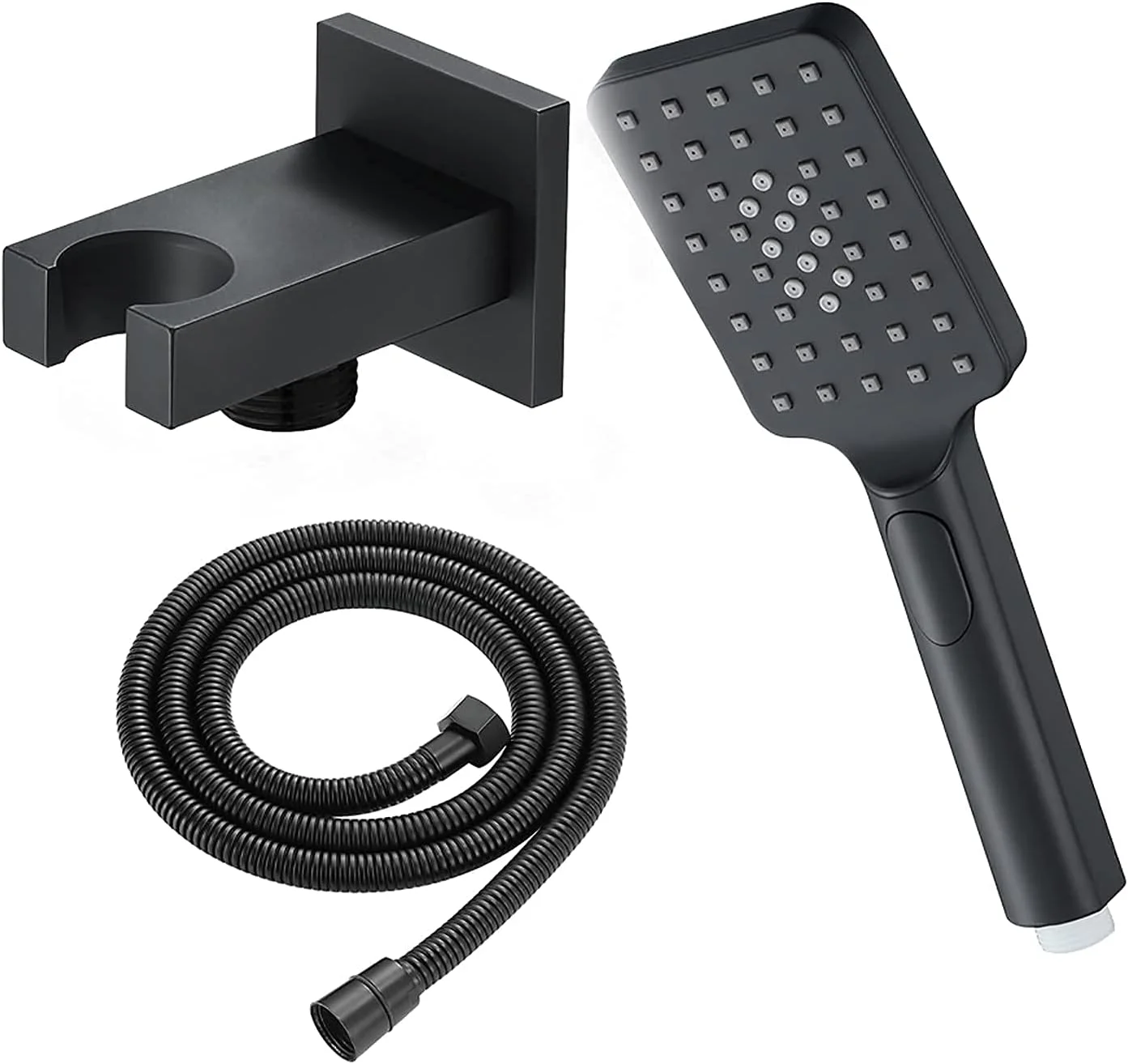 مجموعه سر دوش چند منظوره دستی برای حمام، توالت و اتاق دوش، سر دوش دستی ABS، سر دوش بارانی، سر دوش ماساژ اسپا، سر دوش دستی مربعی با شلنگ دوش و نگهدارنده دوش، مشکی
