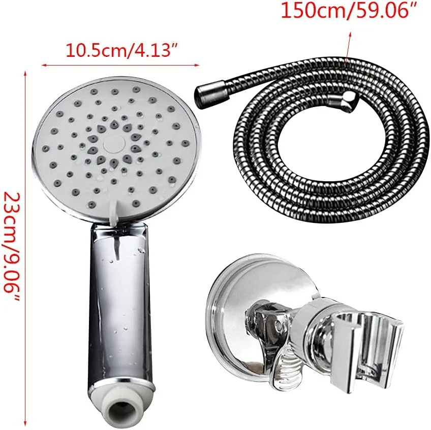 سردوش حمام دستی فشار قوی خانگی با شلنگ استیل 1.5 متری و رابط 20 میلی متری