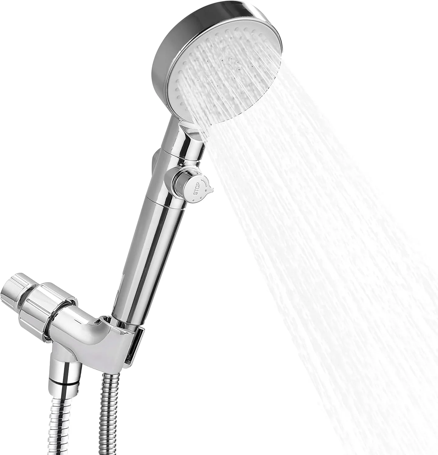 سردوش حمام فشار قوی با حالت توقف، اسپری سردوش دستی 5 حالته با شلنگ استیل 79 اینچی، جایگزین سردوش دستی حمام با جریان بالا