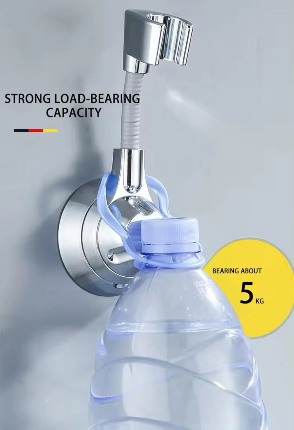 نگهدارنده دوش دستی با مکنده مرجانی آبی، قابل تنظیم، بدون نیاز به سوراخکاری، چرخش چند زاویه ای (نقره ای)
