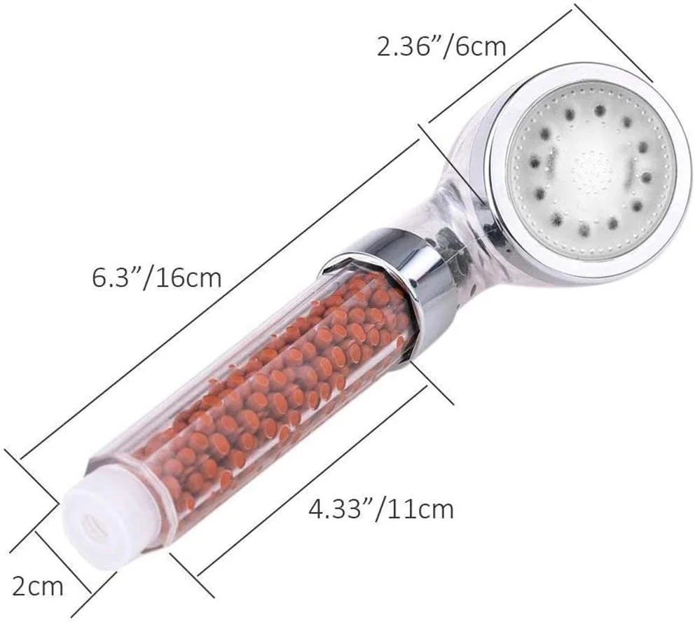 سردوش ال ای دی Booluee، سردوش دستی فیلتر صرفه جویی در آب با فشار بالا، توپ انرژی آنیون برای ترمیم پوست و موی خشک - تغییر رنگ با دمای آب