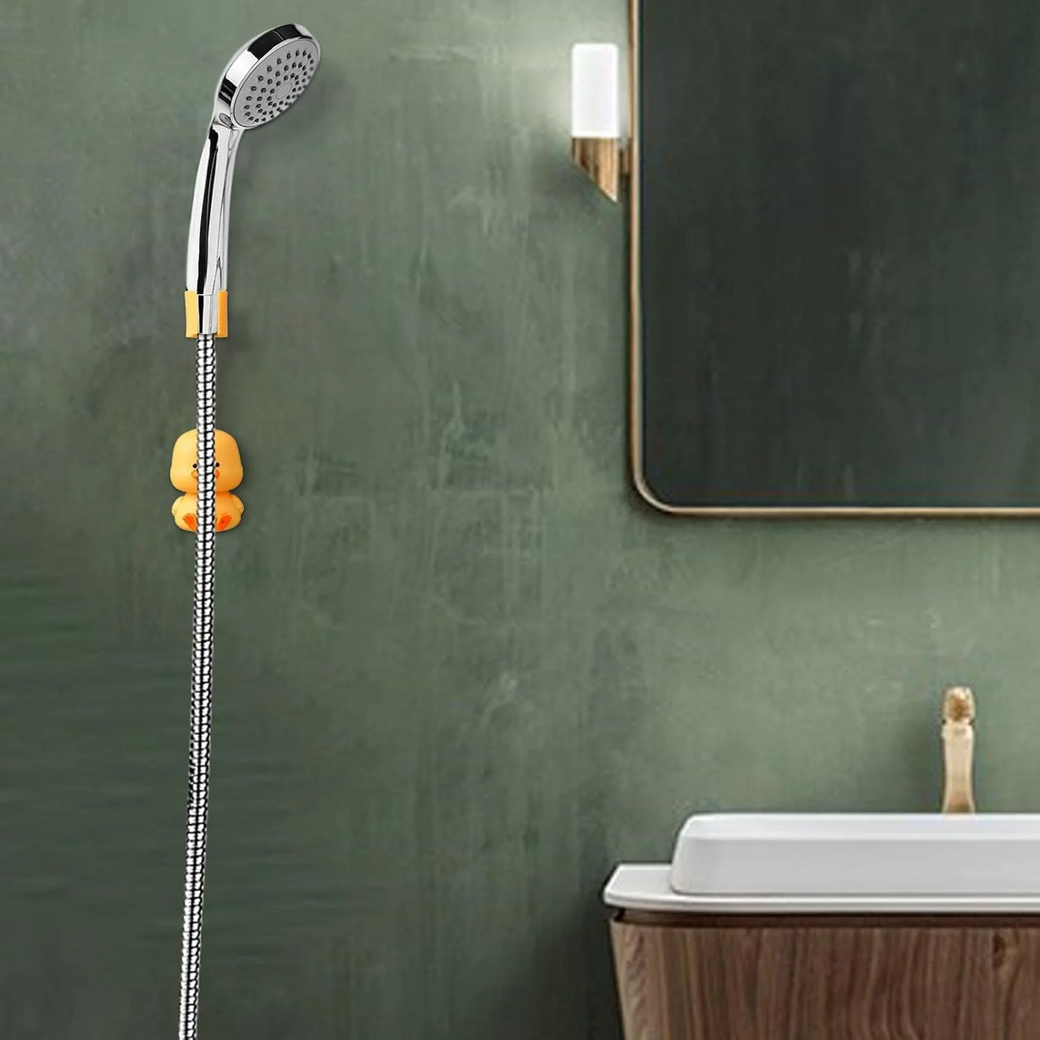 نگهدارنده سردوش حمام | نگهدارنده میله سردوش انعطاف پذیر 360 درجه، طرح اردک ضد آب بدون نیاز به سوراخکاری، پایه مکنده دیواری سردوش دستی برای دیوار