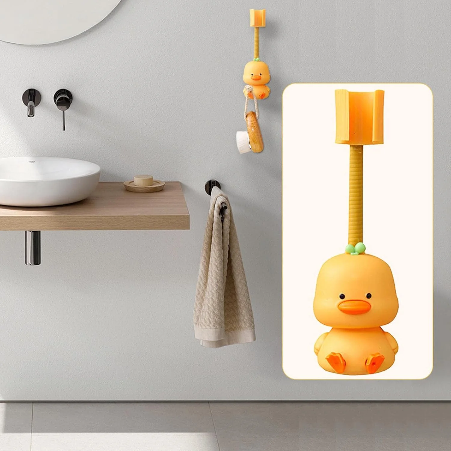 نگهدارنده سردوش حمام | نگهدارنده میله سردوش انعطاف پذیر 360 درجه، طرح اردک ضد آب بدون نیاز به سوراخکاری، پایه مکنده دیواری سردوش دستی برای دیوار