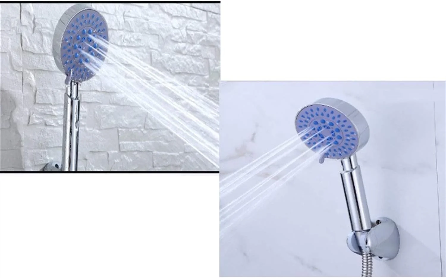 دوش دستی، گوشی با شلنگ 1.5 متری و نگهدارنده، سر دوش قابل تنظیم با فشار بالا و صرفه جویی در آب با 5 عملکرد کروم ضد رسوب برای حمام