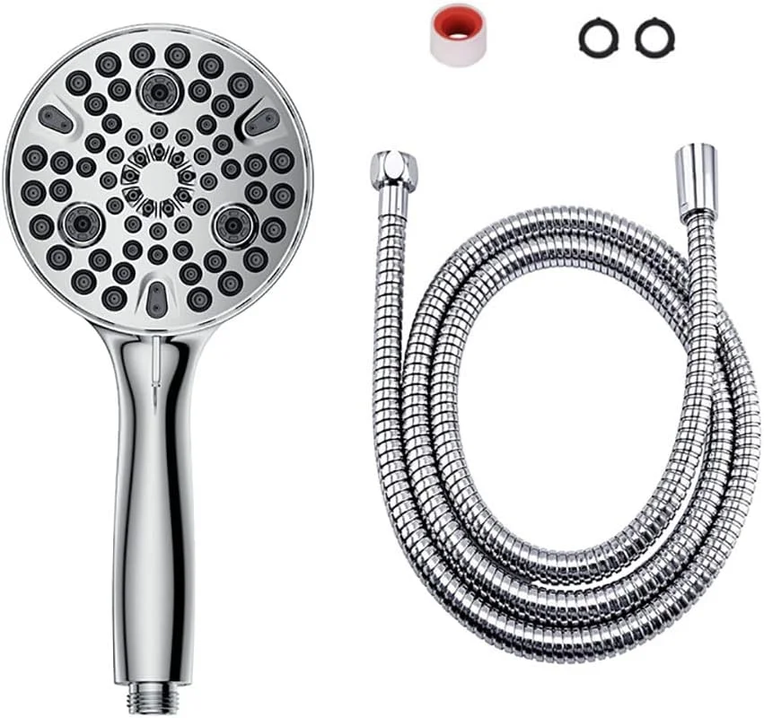دوش دستی CAFDTGERC، دوش دستی فشار قوی با 10 عملکرد، 9 حالت تنظیم اسپری + 1 حالت جت قدرت، با شلنگ استیل ضد زنگ فوق العاده بلند 59 اینچی، آگهی