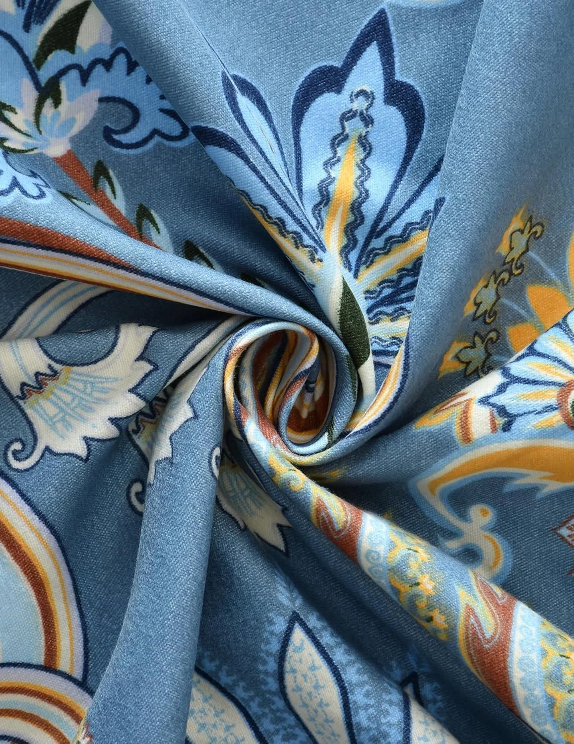 روکش دیوان طرح جیپوری نخی نرم و خالص 8 تکه - 1 عدد ملحفه یک نفره (152 X 228 سانتی متر) به همراه 5 عدد کوسن (40 X 40 سانتی متر)، 2 عدد روکش بالش استوانه ای (40 X 81 سانتی متر) - جیپوری آبی