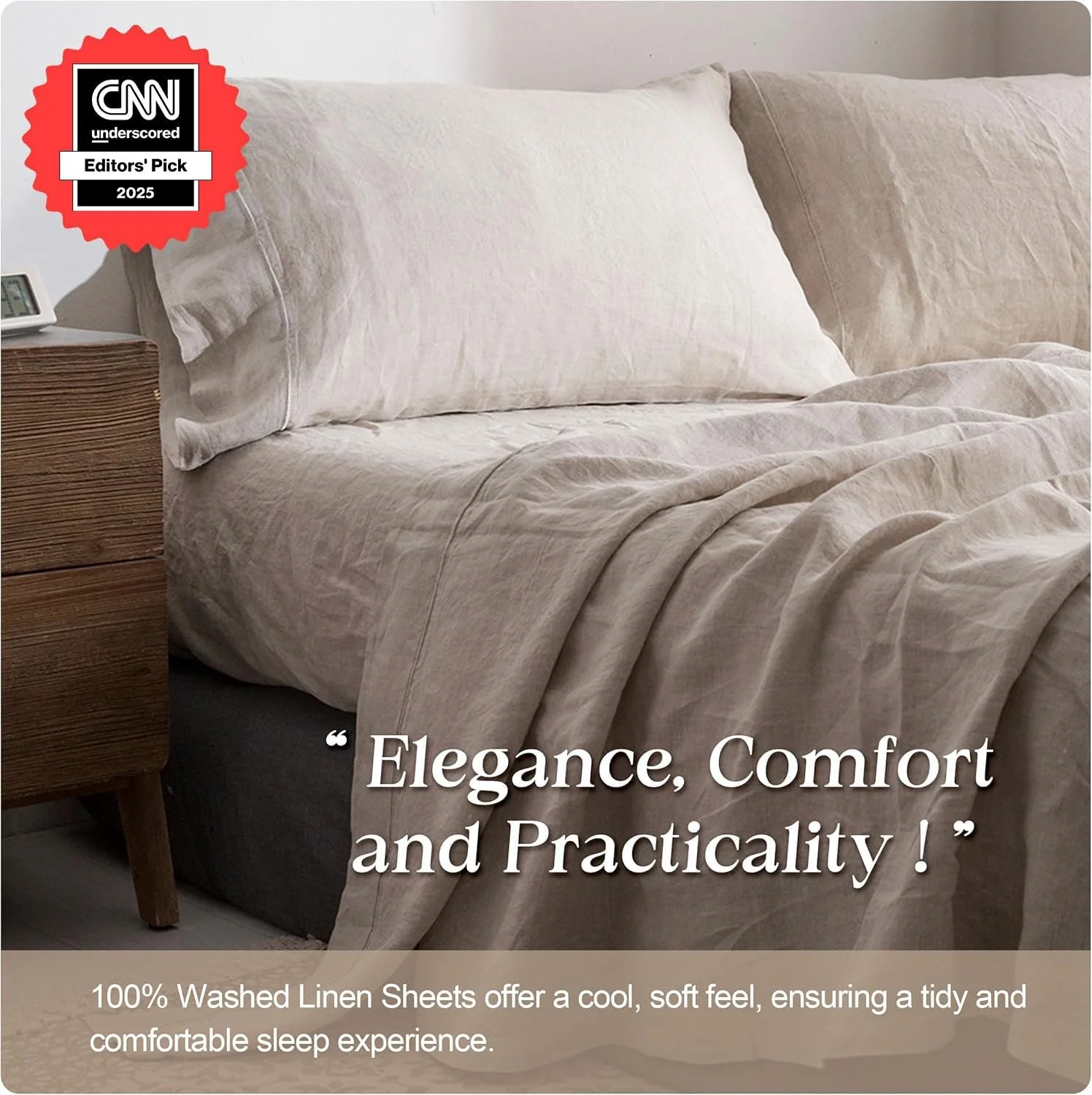 ست ملحفه کتان شسته شده 100% Simple&Opulence - سایز کوئین - ملحفه تخت خواب کتان طبیعی فرانسوی - 4 تکه، تنفس پذیر، فوق العاده نرم، روتختی به سبک خانه روستایی (1 ملحفه تخت، 1 ملحفه کش دار، 2 روبالشتی) - کتان گلدوزی شده