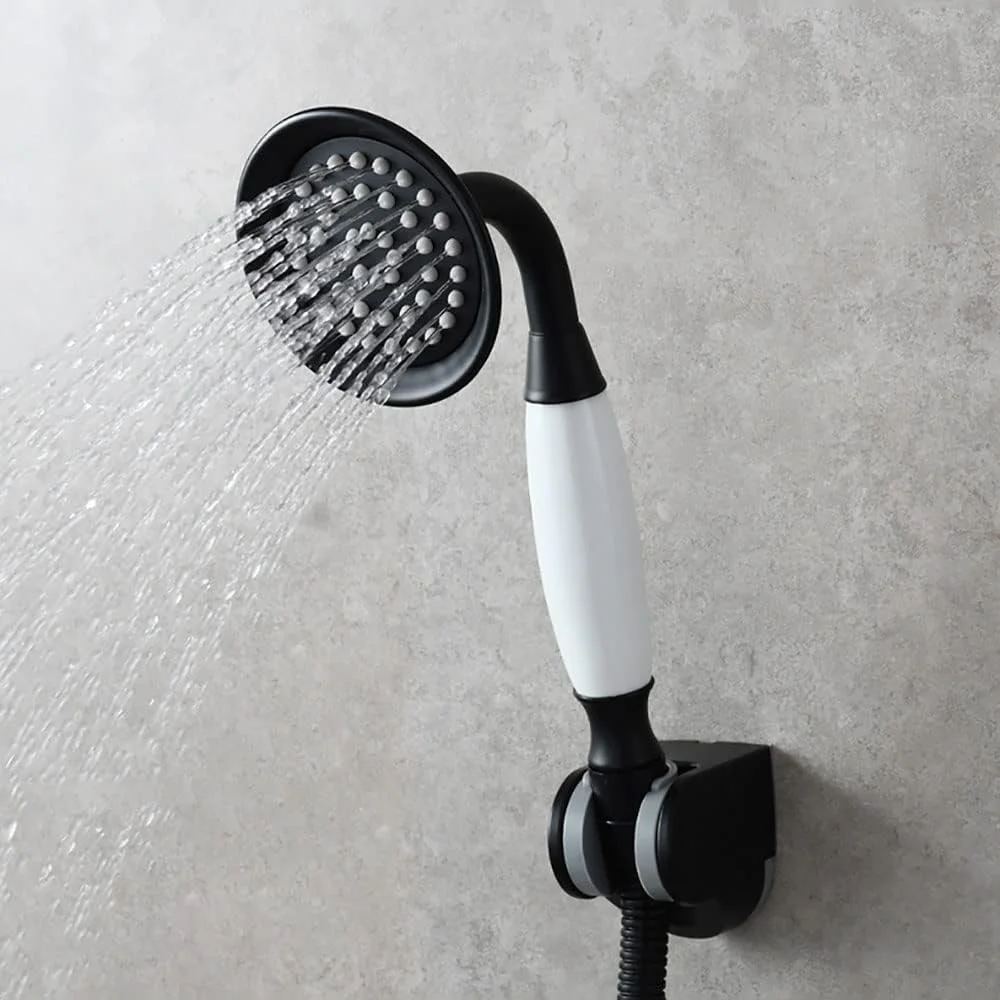 دوش دستی، دوش دستی رترو، آبپاش بارانی وینتیج، سر دوش سرامیکی برنجی طرح تلفن، سر دوش گرد طلایی با شلنگ 1.5 متری + براکت، برای حمام