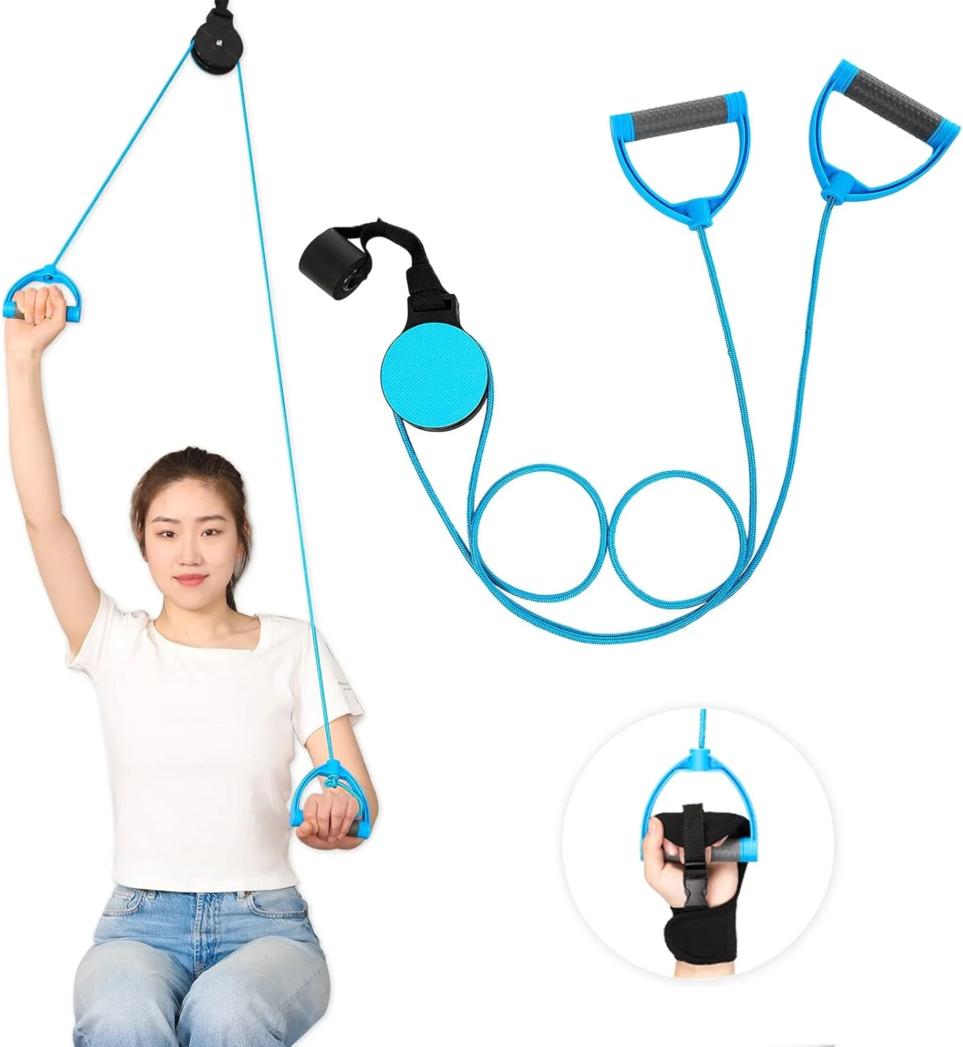 فنر شانه Fanwer برای فیزیوتراپی، تمرین توانبخشی قرقره بالای درب برای بهبود چرخش دهنده شانه، تسهیل بهبودی پس از جراحی