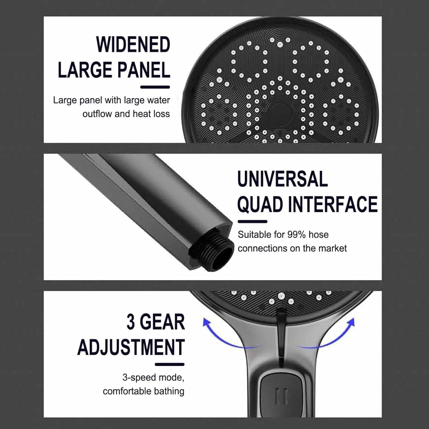 سردوش حمام دستی، سردوش - سردوش دستی فشار قوی، ارتقاء یافته با 3 حالت اسپری، صرفه جویی در آب و ضد گرفتگی، مناسب برای سالمندان، کودکان، حیوانات خانگی و نظافت