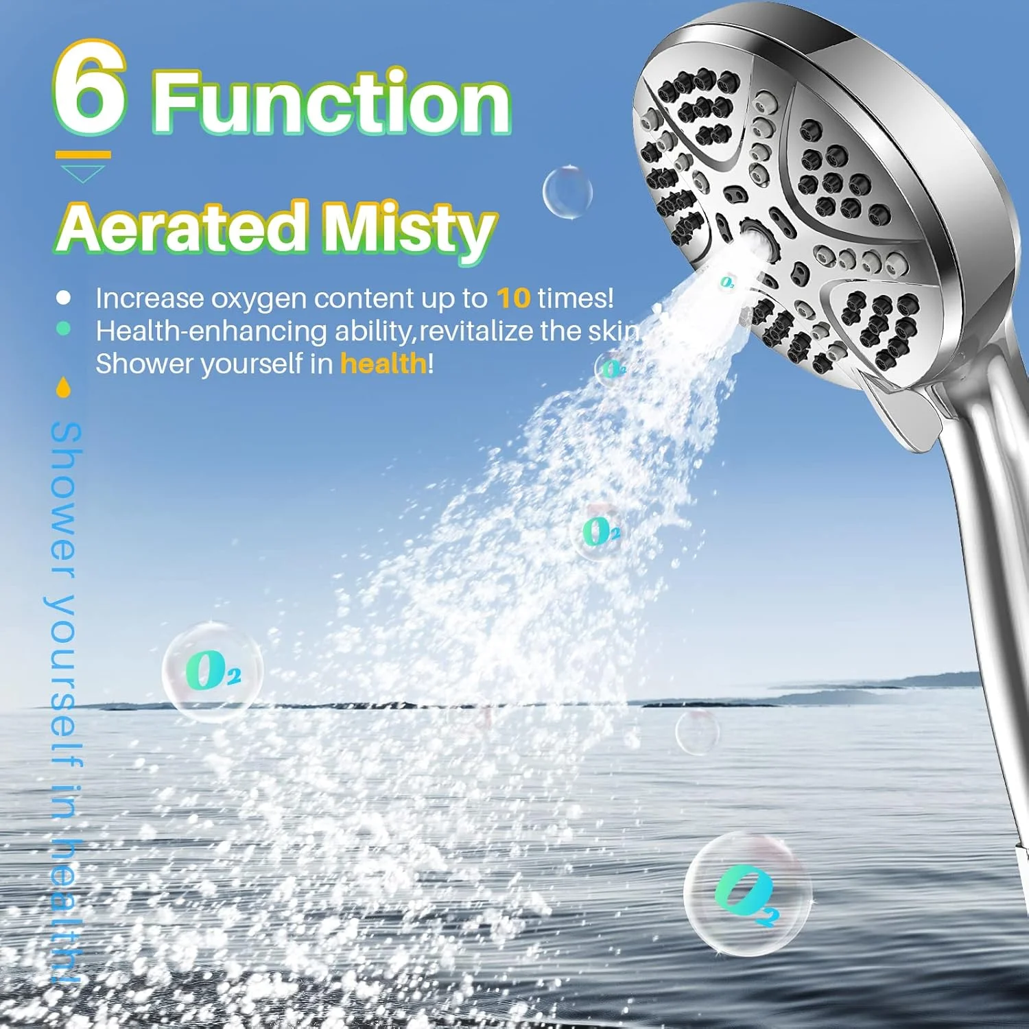 سردوش دستی فشار قوی CENTIFREE، با قطر 4.3 اینچ و 6 حالت مختلف، به همراه شلنگ استیل 71 اینچی و پایه برنجی قابل تنظیم، روکش کروم سردوش دستی فشار قوی CENTIFREE، با قطر 4.3 اینچ و 6 حالت مختلف، به همراه شلنگ استیل 71 اینچی و پایه برنجی قابل تنظیم، روکش کروم