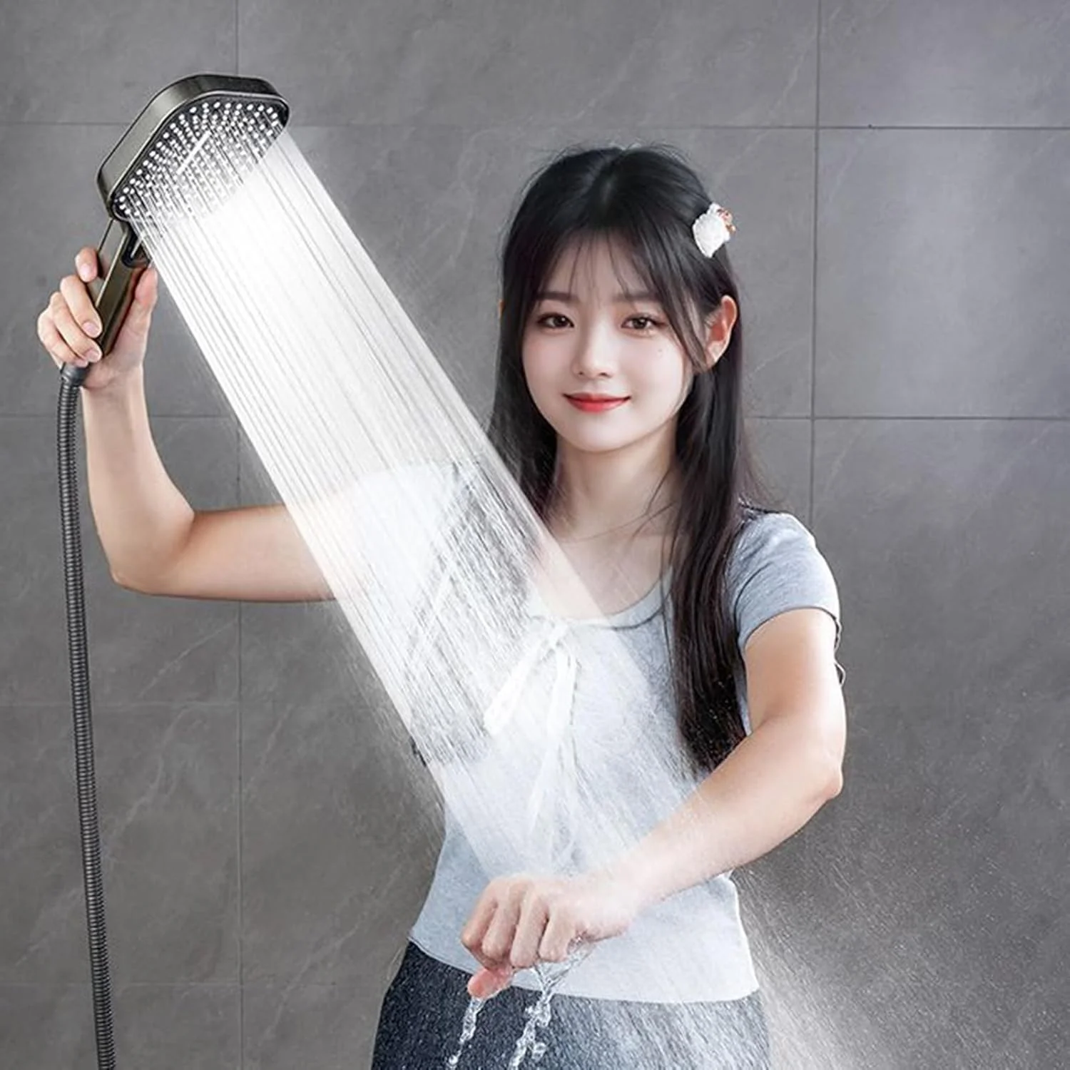 سردوش حمام فشار قوی، سردوش دستی مربعی فشار قوی، لوازم جانبی حمام ضد گرفتگی برای شستشو، نظافت، کودکان، بزرگسالان، حیوانات خانگی، خانه، خوابگاه، آپارتمان