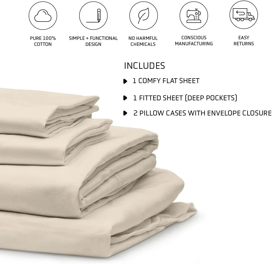 ست ملحفه 4 تکه هتلی سایز کینگ (1 ملحفه رو + 1 ملحفه کش دار + 2 روبالشتی)، بافت ساتن 400 نخ، ملحفه 100% پنبه، ست ملحفه با عمق 40 سانتی متر - بژ ست ملحفه 4 تکه هتلی سایز کینگ (1 ملحفه رو + 1 ملحفه کش دار + 2 روبالشتی)، بافت ساتن 400 نخ، ملحفه 100% پنبه، ست ملحفه با عمق 40 سانتی متر - بژ