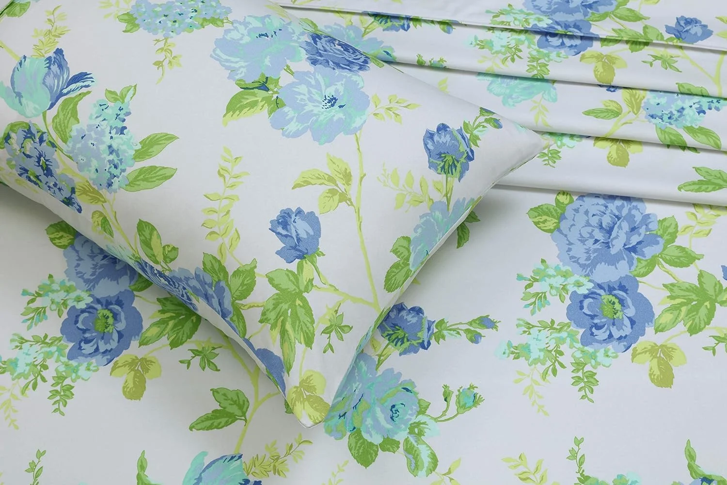 ست ملحفه کویین RUVANTI - ملافه های میکروفیبر ابریشمی نرم و لوکس - راحت و دنج - جیب عمیق 15 اینچی (مناسب تا 17 اینچ) - 4 تکه - گلدار سبز