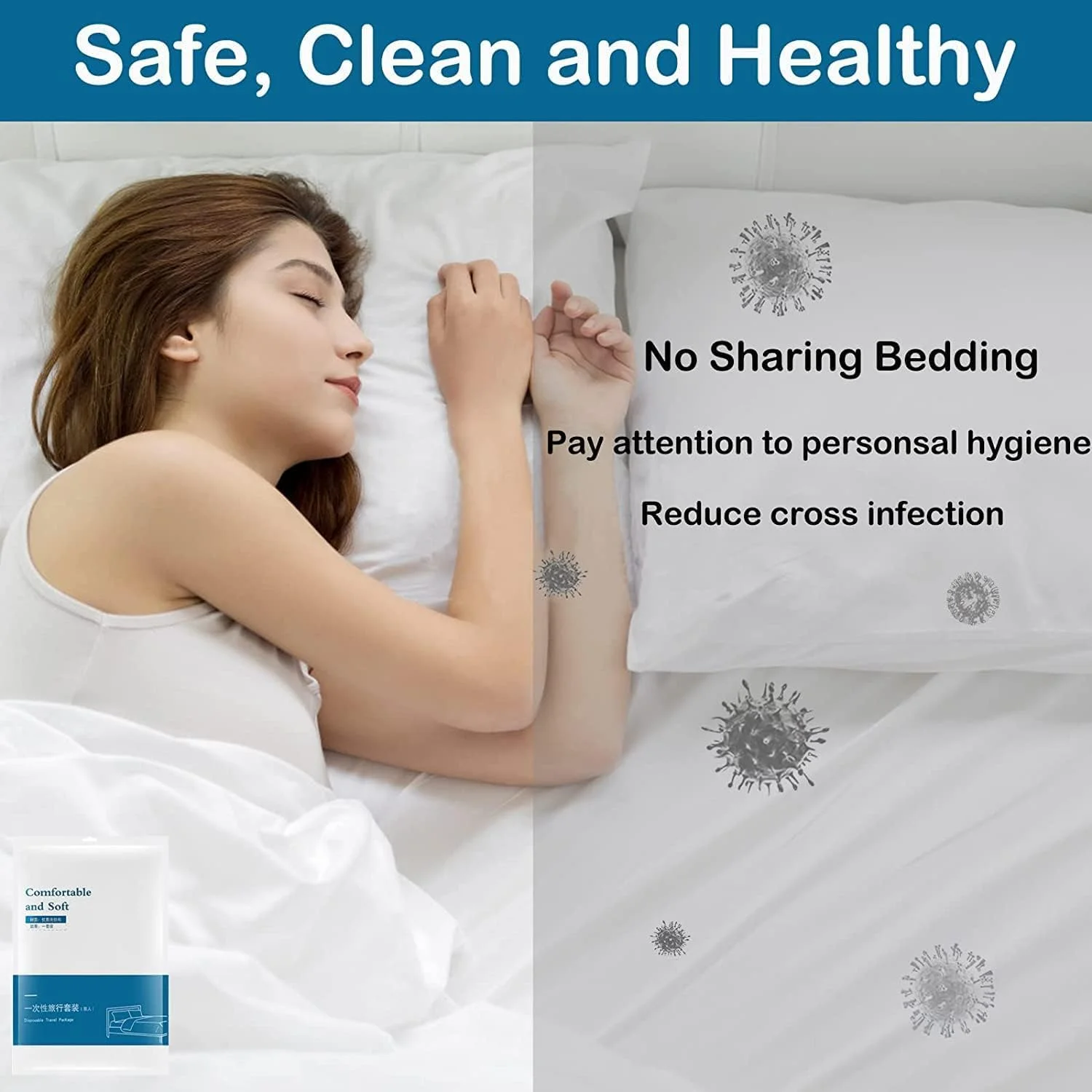 ملحفه یکبار مصرف سانجاک، ملحفه مسافرتی برای پوشش تخت مسافرتی، ملحفه قابل حمل با 1 روکش لحاف، 1 ملحفه و 1 روبالشتی برای سفر کاری، هتل اسپا (3 عدد ملحفه یکبار مصرف)