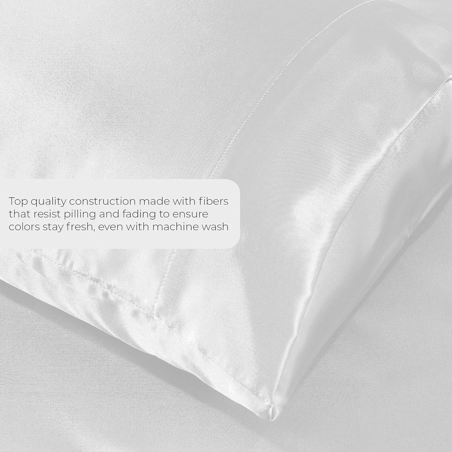 ملحفه های ساتن کویین [4 تکه، سفید] ملحفه های ابریشمی لوکس هتلی - ست ملحفه میکروفیبر 1800 فوق العاده نرم، مقاوم در برابر چروک، محو شدن و لکه - ملحفه کش دار با عمق زیاد، ملحفه تخت، روبالشی