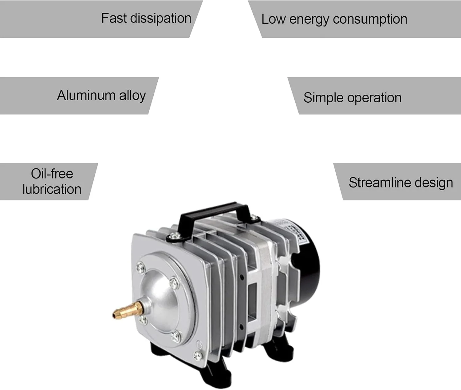 پمپ هوای تجاری هایلا ACO318، 45 وات، تک خروجی، دارای منیفولد 6 شیر برای آکواریوم، حوض ماهی، فواره، هیدروپونیک (شامل لوله 10 متری، 6 عدد شیر یک طرفه، 6 عدد سنگ هوا 2*2 سانتی متری)