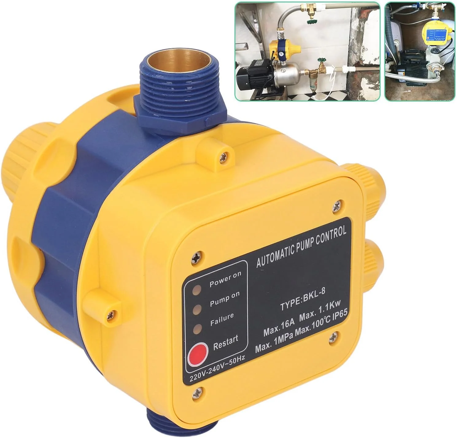 کنترلر اتوماتیک پمپ آب، سوئیچ فشار الکترونیکی، کنترلر اتوماتیک پمپ، 145PSI قابل تنظیم، محافظت در برابر کمبود آب، 1.5bar‑3.0bar ‑240V کنترلر اتوماتیک پمپ آب، سوئیچ فشار الکترونیکی، کنترلر اتوماتیک پمپ، 145PSI قابل تنظیم، محافظت در برابر کمبود آب، 1.5bar‑3.0bar ‑240V