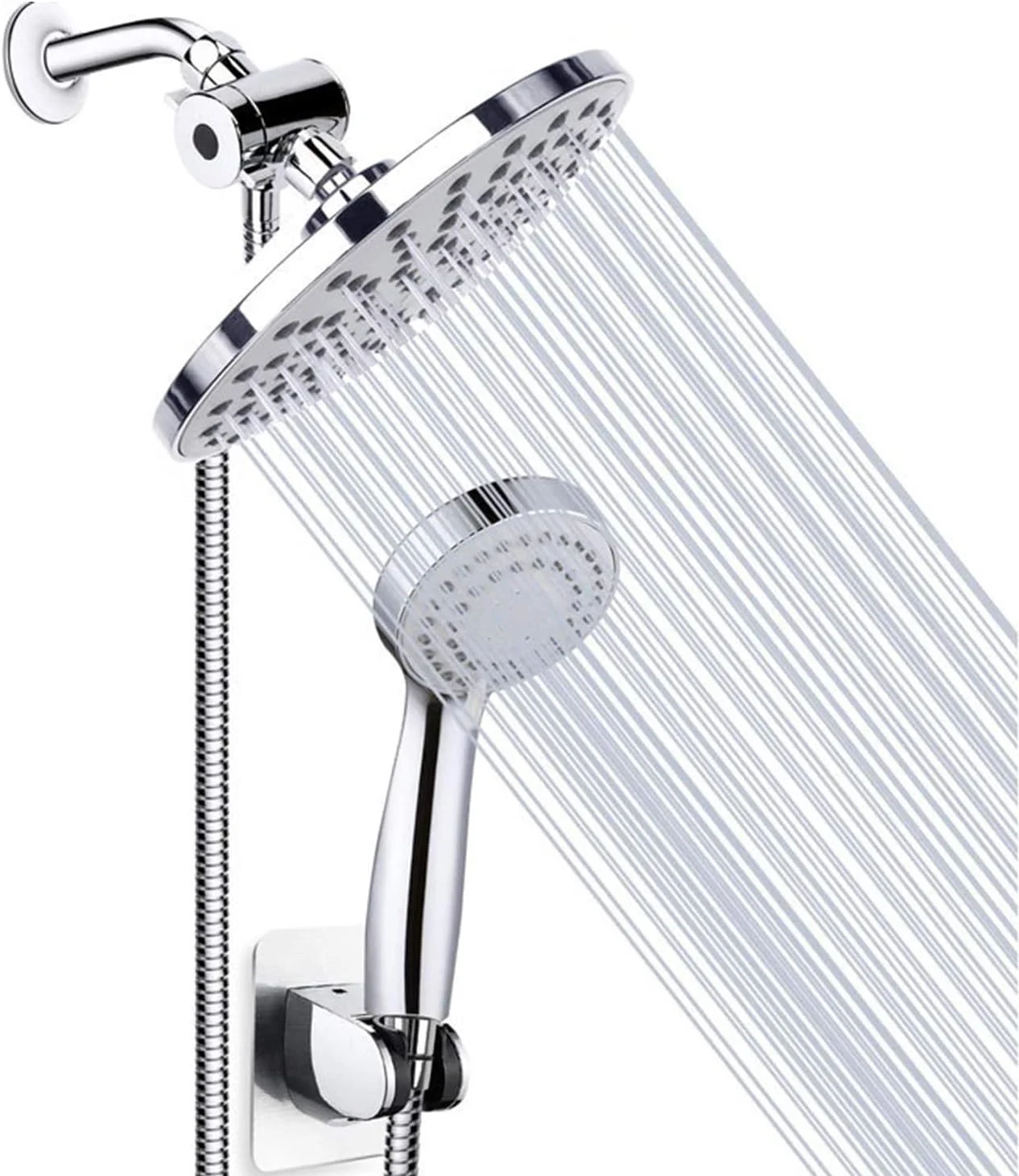 ست دوش حمام بارانی Eacam شامل سردوش بارانی 8 اینچی و سردوش دستی با 3 حالت پاشش، شلنگ، پایه و سه راهی، روکش کروم براق و فشار قوی ست دوش حمام بارانی Eacam شامل سردوش بارانی 8 اینچی و سردوش دستی با 3 حالت پاشش، شلنگ، پایه و سه راهی، روکش کروم براق و فشار قوی