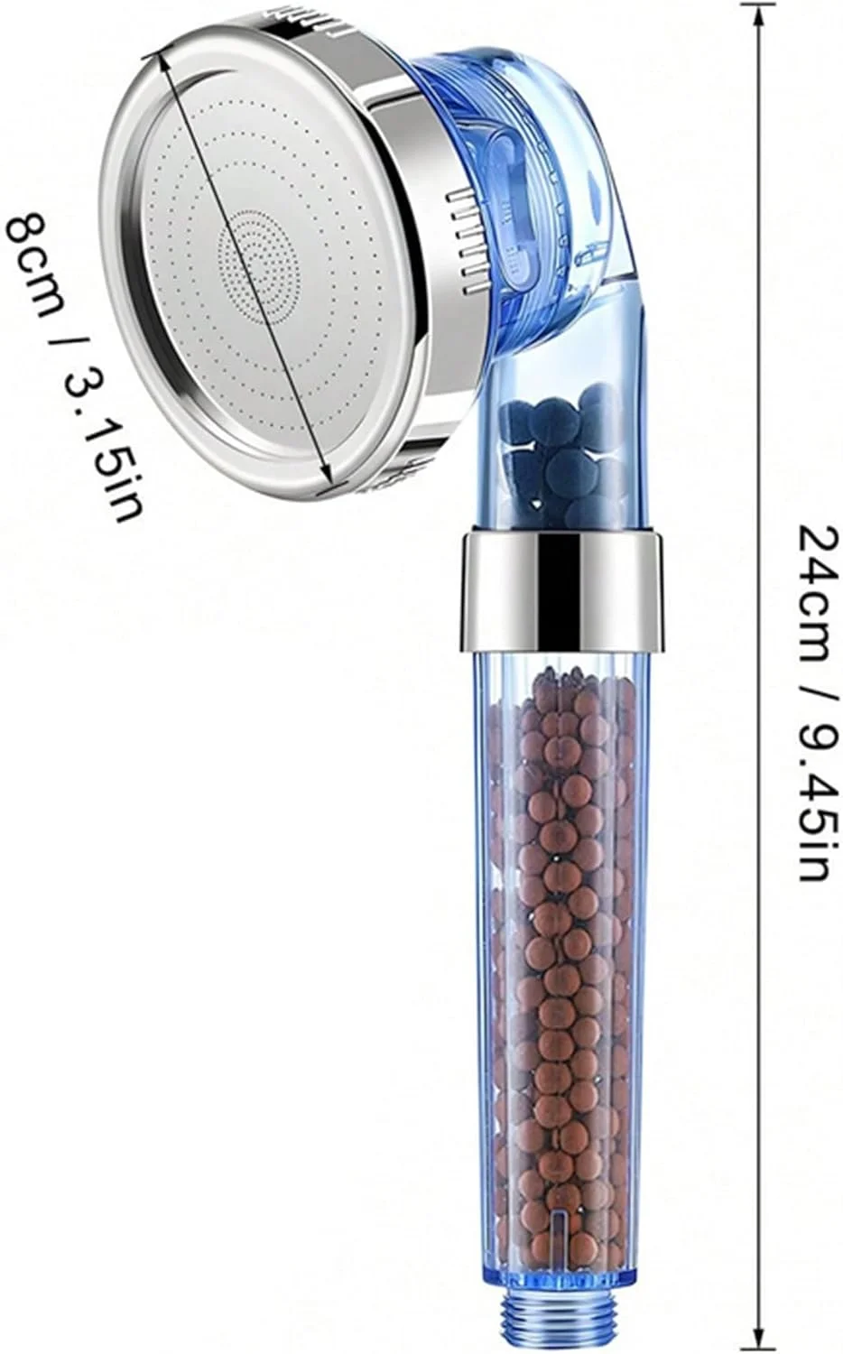 سردوش فیلتردار فشار قوی دوراول با مهره های معدنی، 3 حالت اسپری، صرفه جویی در آب و تصفیه کیفیت آب، سردوش دستی فیلتر سنگی برای مو و پوست خشک (بدون شلنگ)