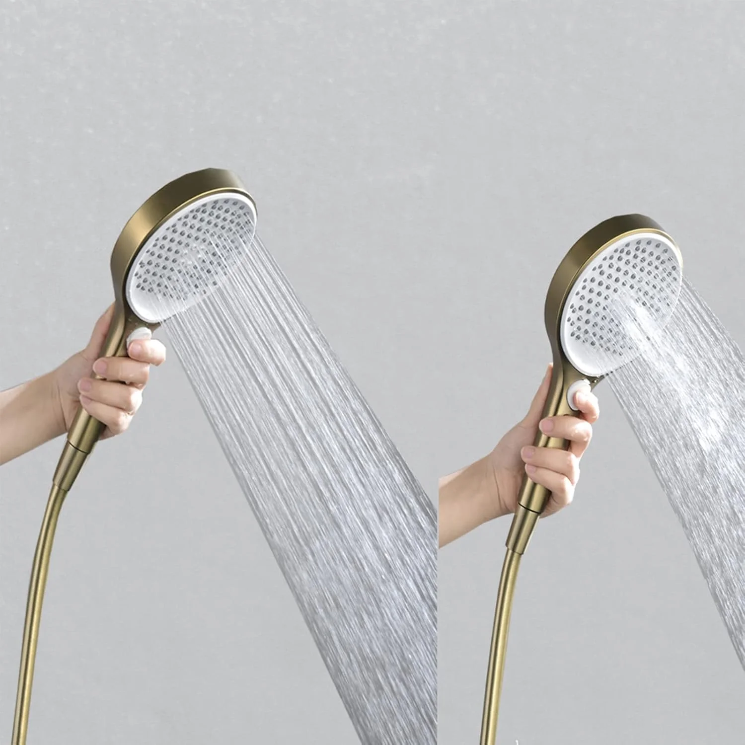 سردوش دستی EDFGVDFSS، ست سردوش ABS با فشار بالا به همراه شلنگ دوش استیل ضد زنگ 150 سانتی متری، طلایی برس خورده