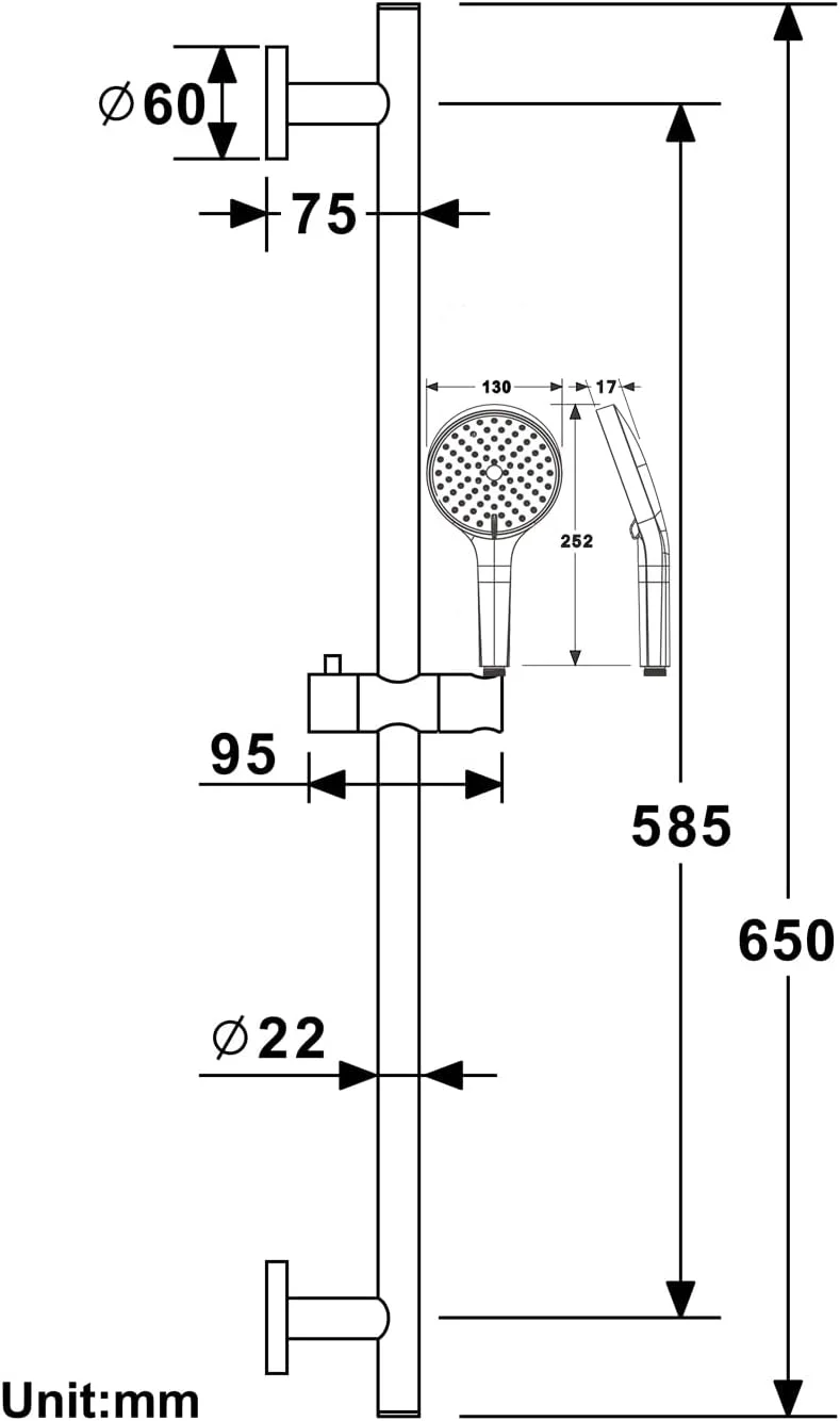دوش دستی مدرن با کیت میله لغزنده، مجموعه سردوش های دستی جهانی با فشار بالا به همراه شلنگ دوش 1.5 متری