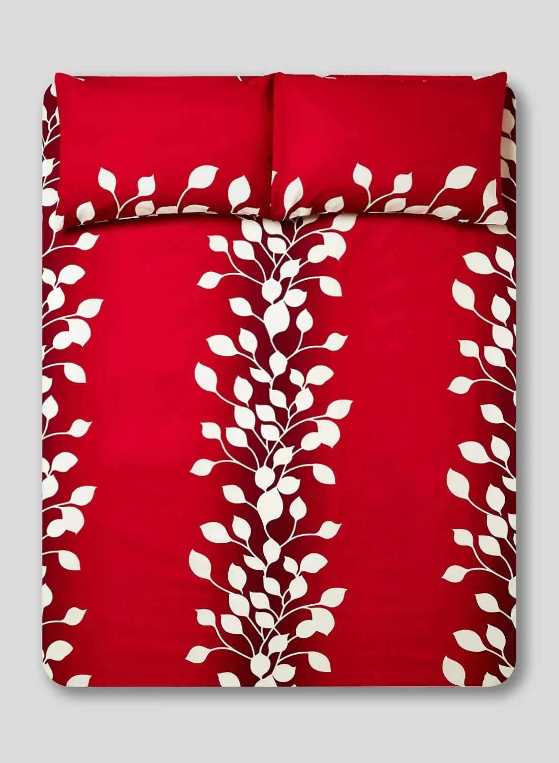 ست ملحفه سه تکه پنبه ای چاپی ریشا هوم، سایز کوئین، مجموعه ممتاز (1 ملحفه + 2 روبالشی) قرمز آلبالویی