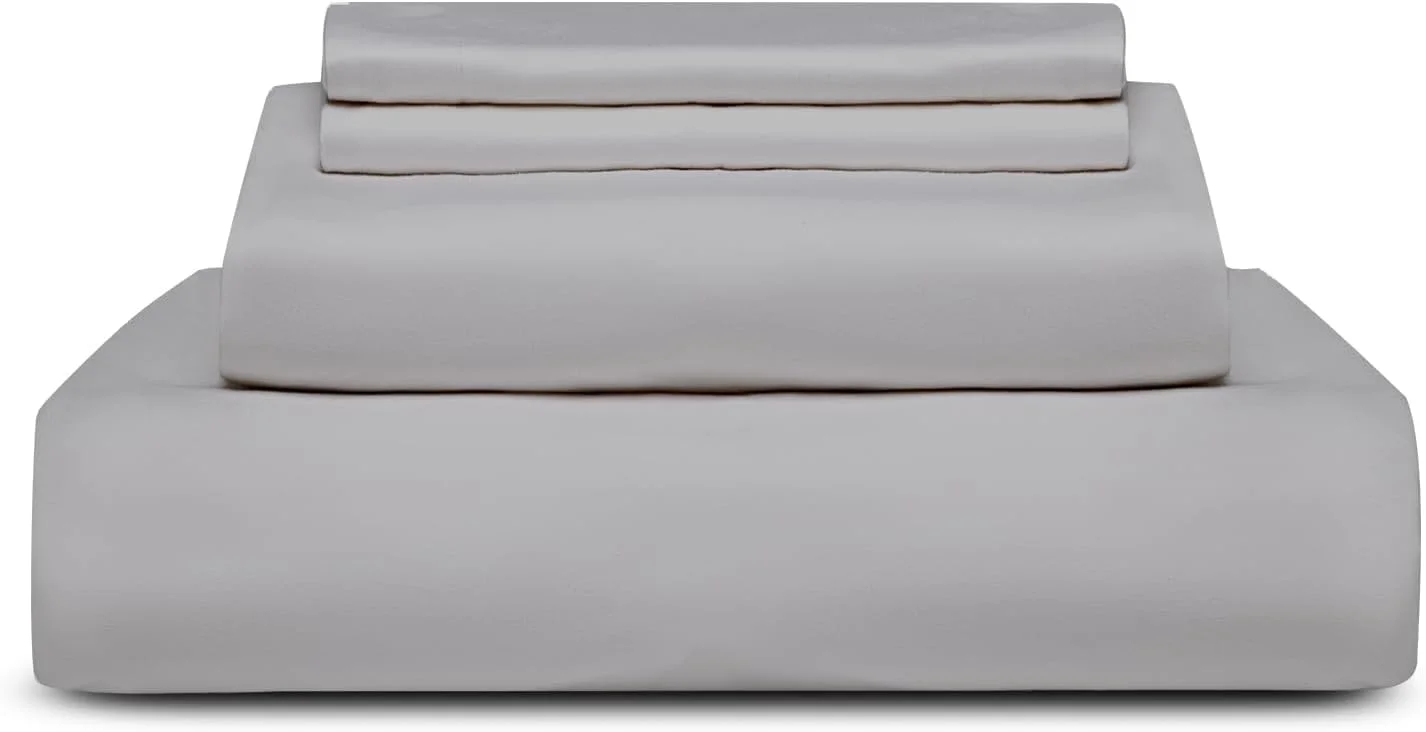 ست ملحفه سه تکه ریشا هوم، سایز کوئین، رنگ خاکستری دودی | شامل 1 ملحفه کش دار - 180x200+30 سانتی متر، 2 روبالشی - 50x75 سانتی متر | الیاف میکروفایبر ضد حساسیت برای استفاده در تمام طول سال.