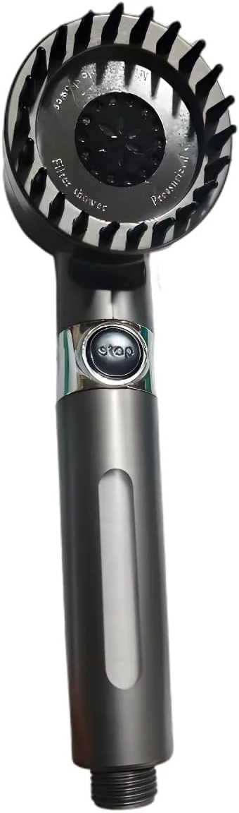 سردوش دستی تصفیه دار با 3 حالت پاشش و دکمه روشن/خاموش، طراحی صرفه جویی در مصرف آب با فشار بالا، مناسب برای آب سخت، 30 سانتی متر (خاکستری)