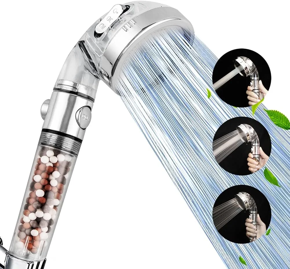 سردوش دستی فیلتردار، عملکرد 3 حالته با کلید روشن/خاموش، سردوش فیلتر معدنی برای نرم کردن آب سخت