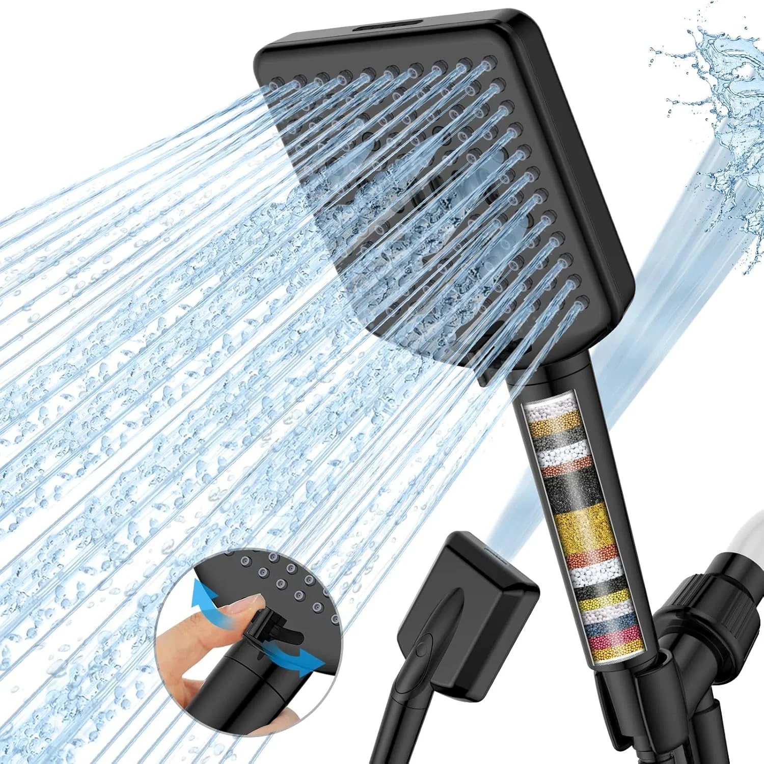 سردوش فیلتردار با گوشی دستی، سردوش فشار قوی با 6 حالت اسپری و فیلتر، فیلتر نرم کننده آب برای آب سخت - حذف کلر سردوش فیلتردار با گوشی دستی، سردوش فشار قوی با 6 حالت اسپری و فیلتر، فیلتر نرم کننده آب برای آب سخت - حذف کلر