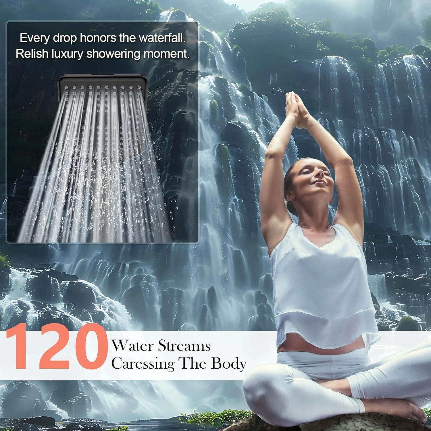 سردوش فیلتردار با گوشی دستی، سردوش فشار قوی با 6 حالت اسپری و فیلتر، فیلتر نرم کننده آب برای آب سخت - حذف کلر