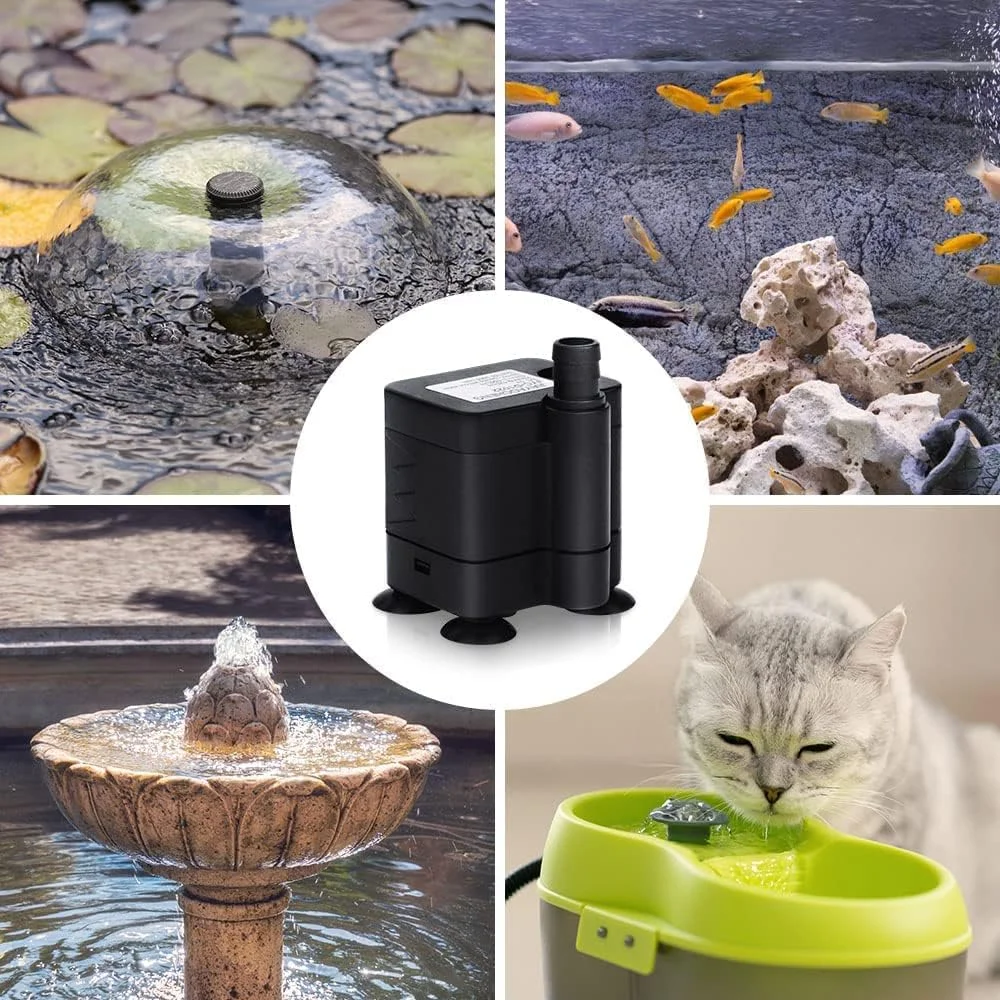 پمپ آب غوطه ور SYOSI، پمپ مکش پایین ارتقا یافته، پمپ آب USB 150 لیتر در ساعت برای آکواریوم، مخزن ماهی، مجسمه و هیدروپونیک برای آکواریوم فواره حوض باغ DC 5V