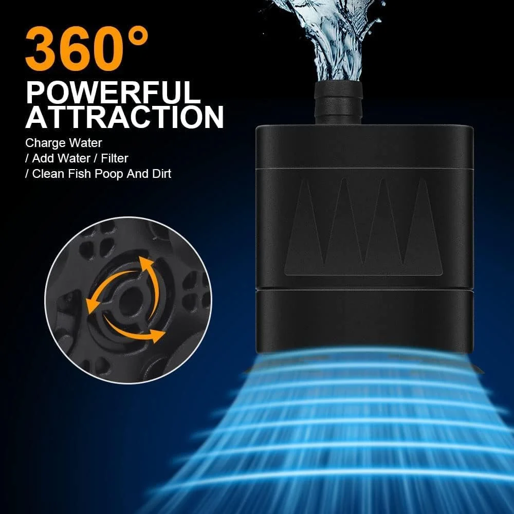 پمپ آب غوطه ور SYOSI، پمپ مکش پایین ارتقا یافته، پمپ آب USB 150 لیتر در ساعت برای آکواریوم، مخزن ماهی، مجسمه و هیدروپونیک برای آکواریوم فواره حوض باغ DC 5V