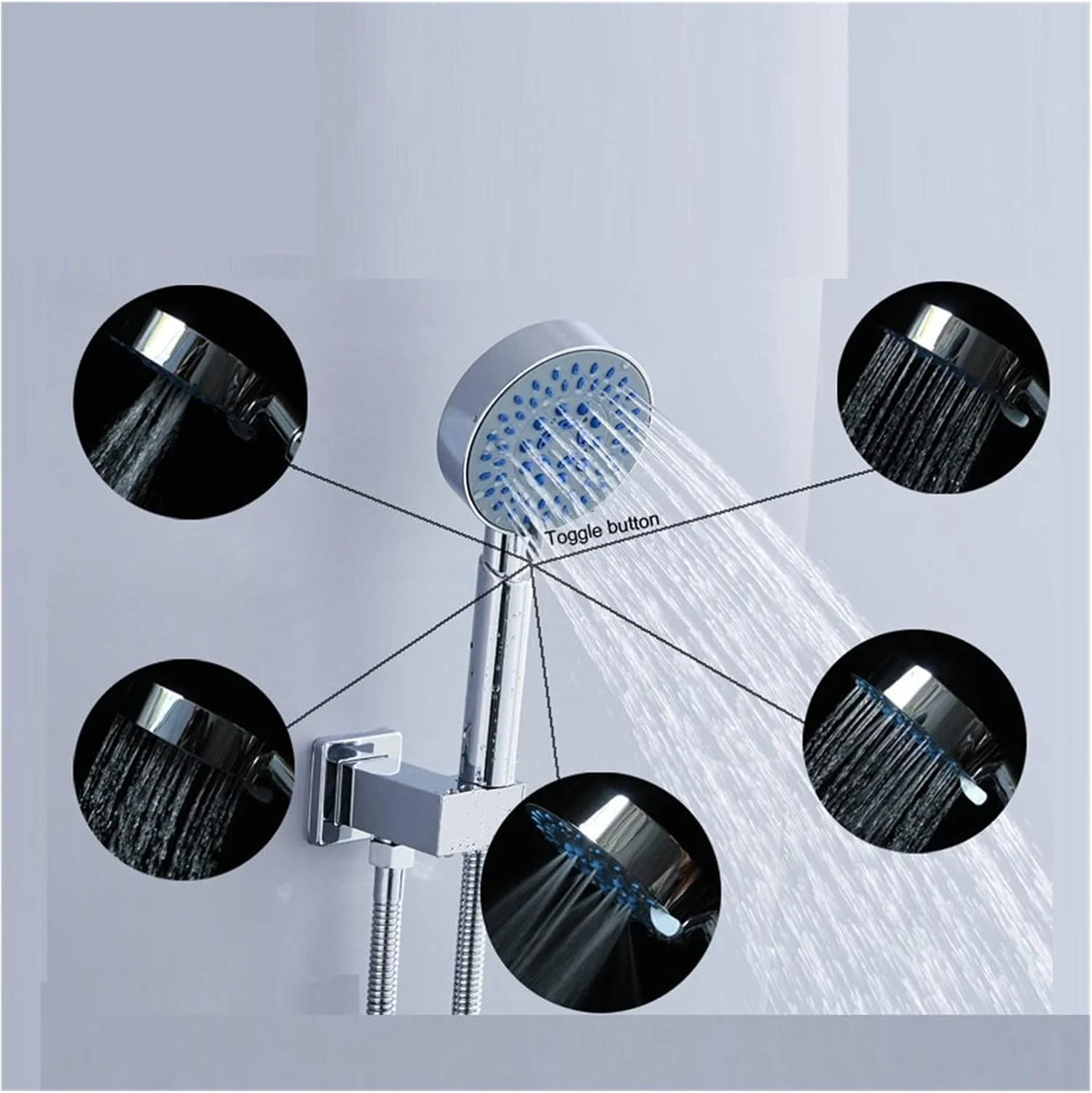 سردوش چند منظوره دستی با 5 حالت پاشش، سردوش مه پاش، سه حالته، گرد، قابل حمل سردوش چند منظوره دستی با 5 حالت پاشش، سردوش مه پاش، سه حالته، گرد، قابل حمل