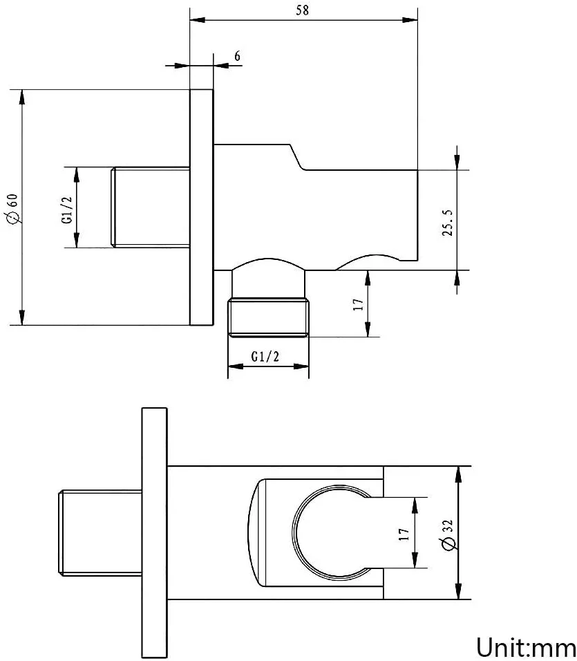 نگهدارنده سردوش گرد برنجی دستی FURLOU، اتصال 1/2 اینچی کروم، نصب دیواری، مناسب برای همه خانواده ها نگهدارنده سردوش گرد برنجی دستی FURLOU، اتصال 1/2 اینچی کروم، نصب دیواری، مناسب برای همه خانواده ها
