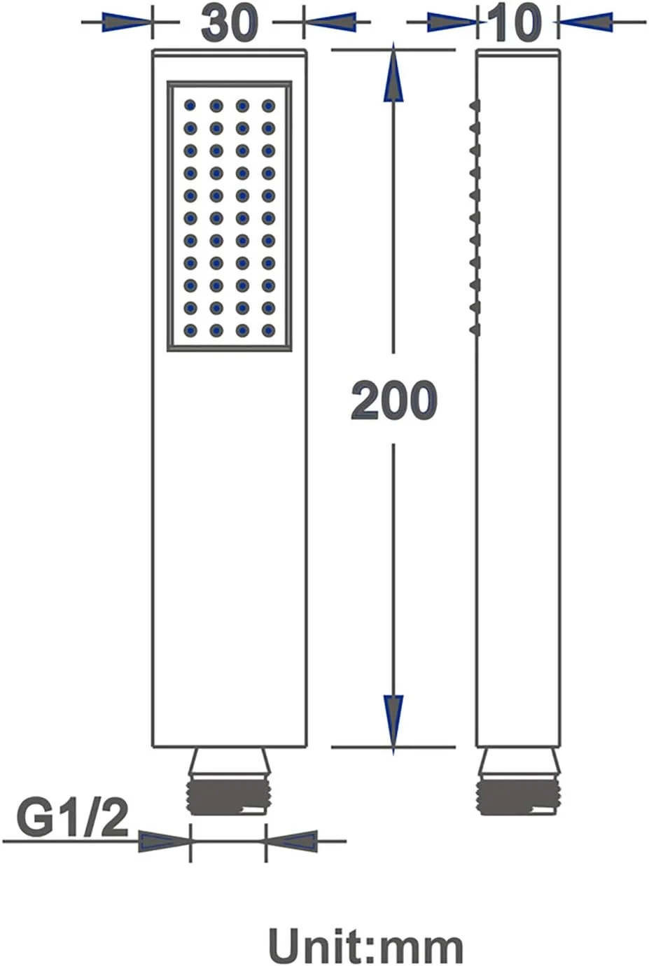 سردوش دستی GaRcan، سردوش مربعی برنجی، سردوش دستی صرفه جویی در آب، سردوش دستی تک حالته بارانی با خروجی آب سیلیکونی، طلایی زیرکونیوم برس خورده