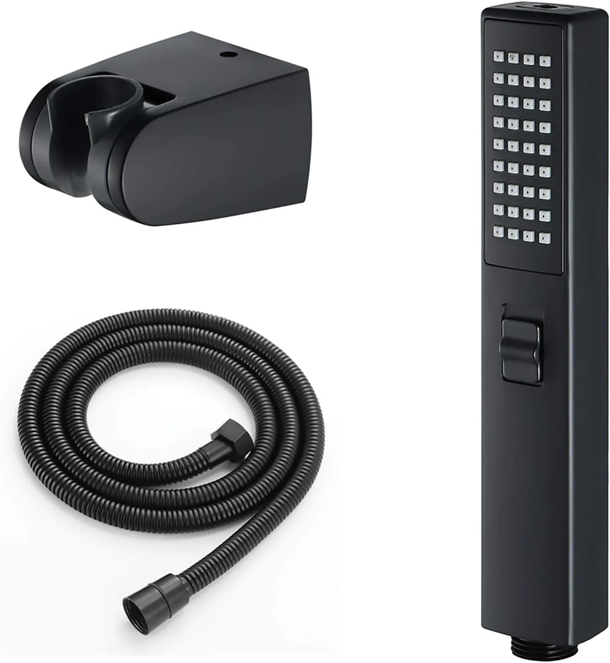 مجموعه سر دوش دستی GaRcan، سر دوش مربعی ABS با قابلیت صرفه جویی در آب، سر دوش دستی با 2 عملکرد، سر دوش دستی بارانی به همراه شلنگ و نگهدارنده، مشکی