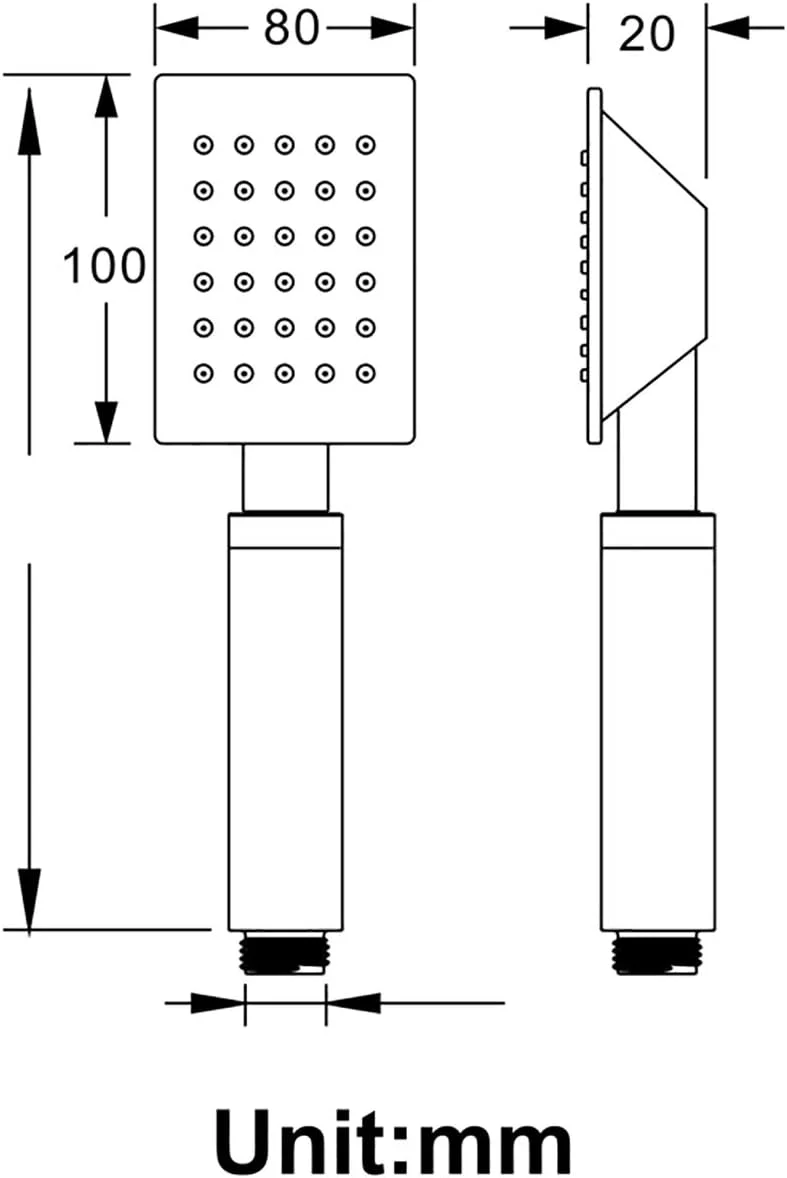 سردوش دستی گارکان، سردوش مربعی استیل ضد زنگ، سردوش صرفه جویی در آب، سردوش دستی تک حالته با خروجی آب سیلیکونی، مشکی
