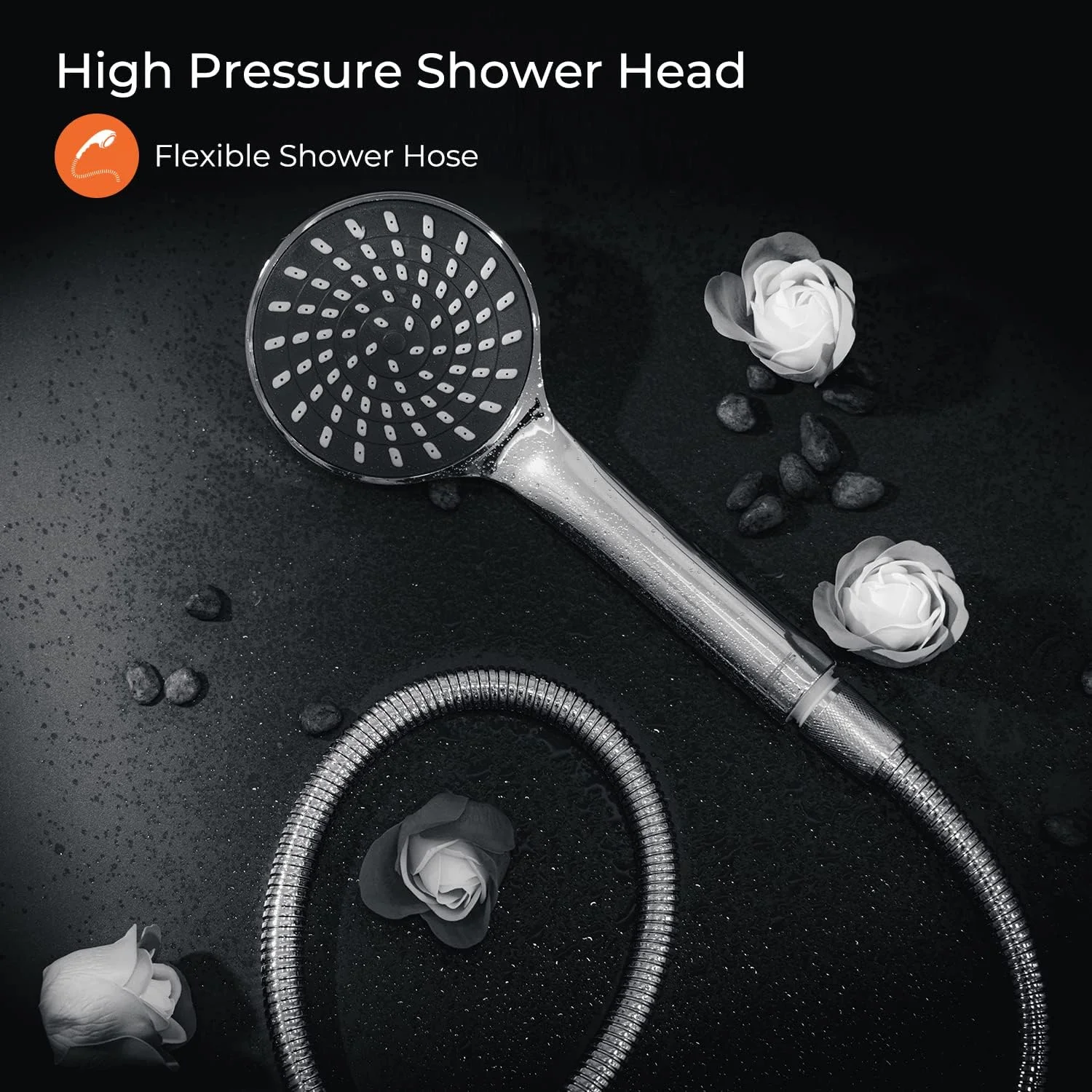 دوش دستی جیپاس، تک حالته، شلنگ استیل 1.5 متری