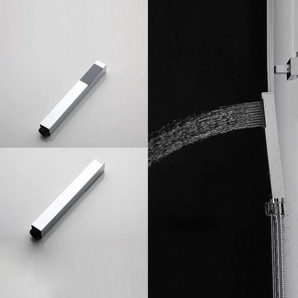 سردوش دستی حمام، لوازم جانبی شیرآلات حمام، برنجی جامد با روکش کروم، مربعی، سردوش های دستی