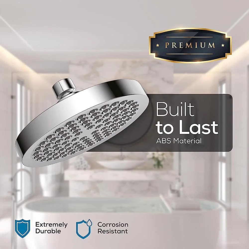 سردوش حمام 15.2 سانتی متری، نصب آسان، فشار قوی، ثابت، مناسب برای ارتقا و تعویض حمام، سردوش مدرن قابل تنظیم برای سردوش های حمام - نقره ای