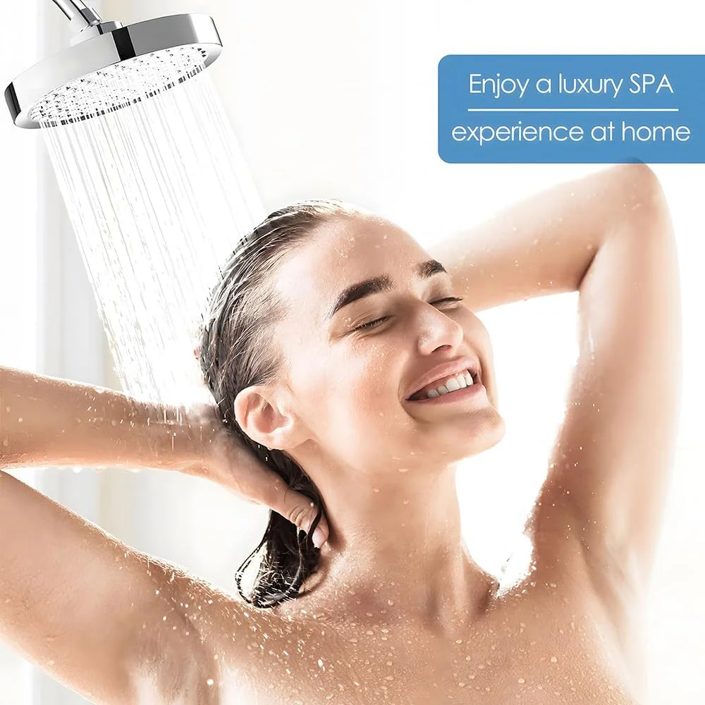 سردوش حمام 15.2 سانتی متری، نصب آسان، فشار قوی، ثابت، مناسب برای ارتقا و تعویض حمام، سردوش مدرن قابل تنظیم برای سردوش های حمام - نقره ای