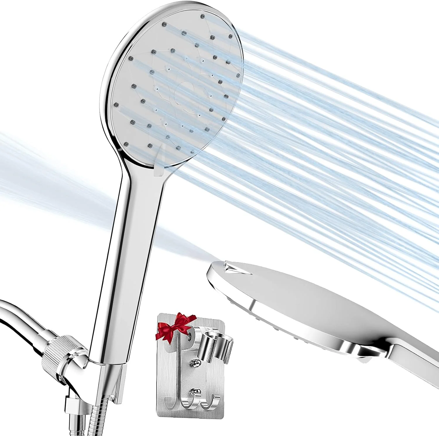 سردوش دستی فشار قوی GREWORD با 6 حالت - سردوش دستی 5 اینچی با شلنگ 59 اینچی، دو براکت قابل تنظیم، نازل های سیلیکونی خود تمیز شونده، اسفنج حمام اضافی سردوش دستی فشار قوی GREWORD با 6 حالت - سردوش دستی 5 اینچی با شلنگ 59 اینچی، دو براکت قابل تنظیم، نازل های سیلیکونی خود تمیز شونده، اسفنج حمام اضافی