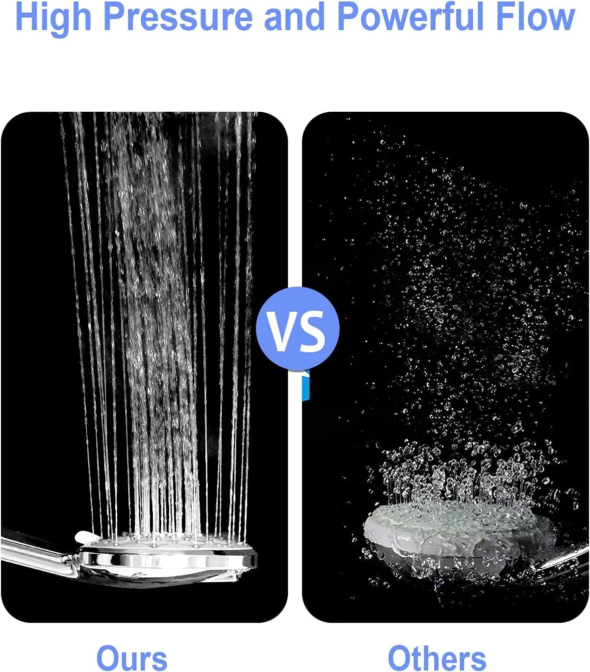 سردوش دستی فشار قوی GREWORD با 6 حالت - سردوش دستی 5 اینچی با شلنگ 59 اینچی، دو براکت قابل تنظیم، نازل های سیلیکونی خود تمیز شونده، اسفنج حمام اضافی