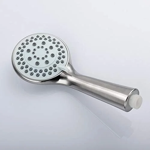 سردوش دستی 5 حالته با روکش نیکل برس خورده به همراه شلنگ و پایه دیواری