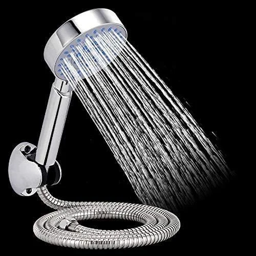 ست دوش پنج حالته با نازل اسپری کروم ABS به همراه شلنگ 1.5 متری و نگهدارنده دوش، لوازم جانبی کاربردی حمام، دوش های دستی، سردوش ها