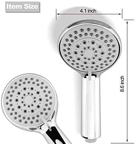 دوش دستی Guomipai، سر دوش با 3 حالت صرفه جویی در آب ABS کروم، مجموعه سر دوش دستی تحت فشار، شلنگ استیل و پایه نگهدارنده